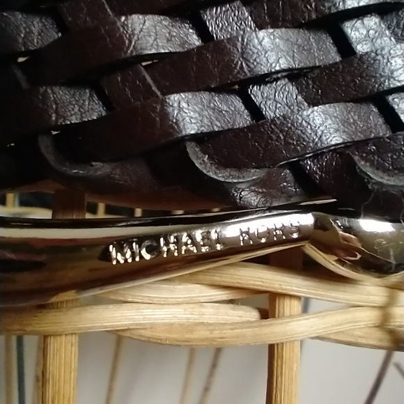 Michael Kors Dark Brown Woven/Braided Equestrian MK Charm Belt NWOT - Picture 8 of 13